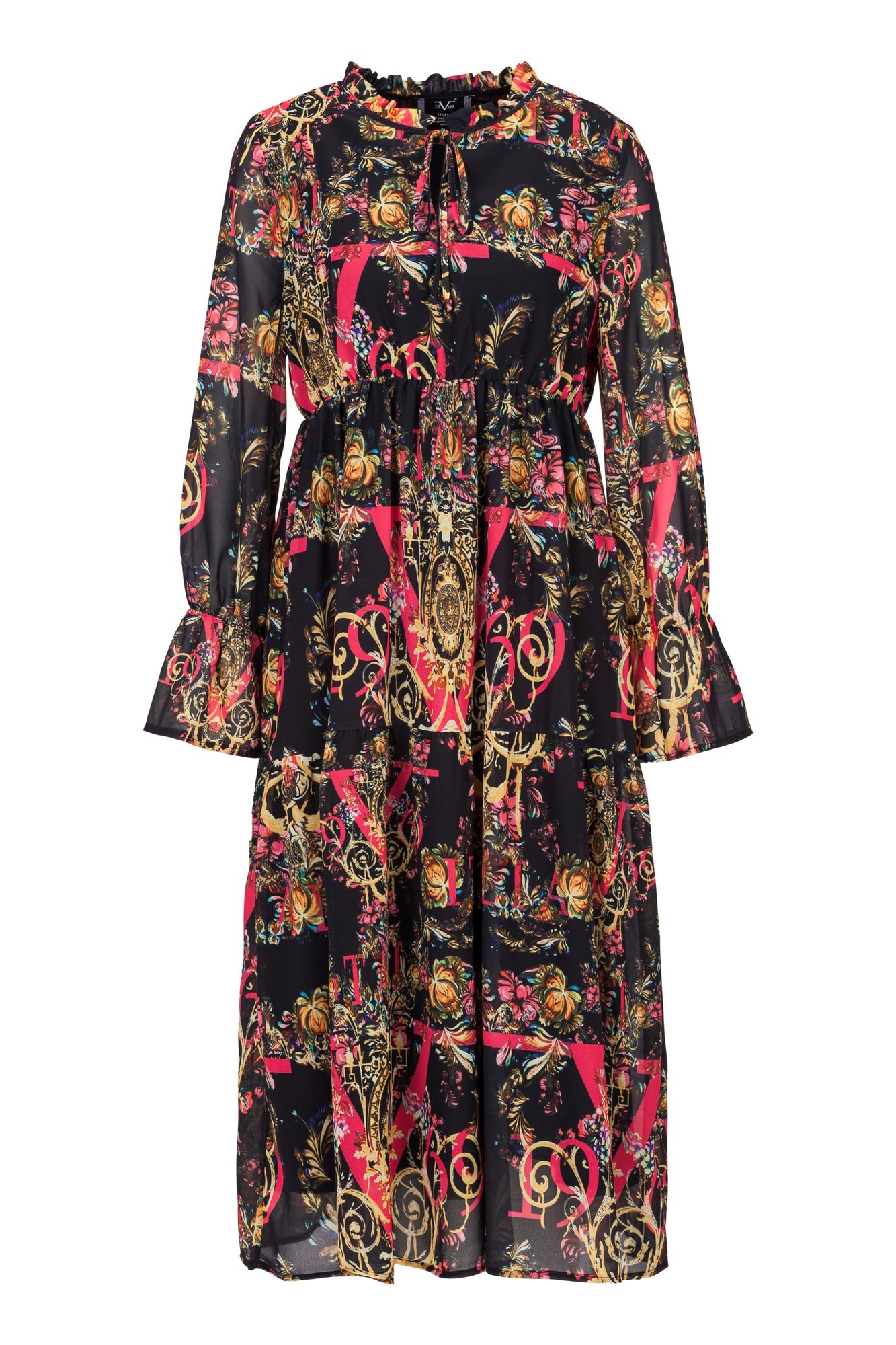 Maxikleid Karte in mehrfarbig